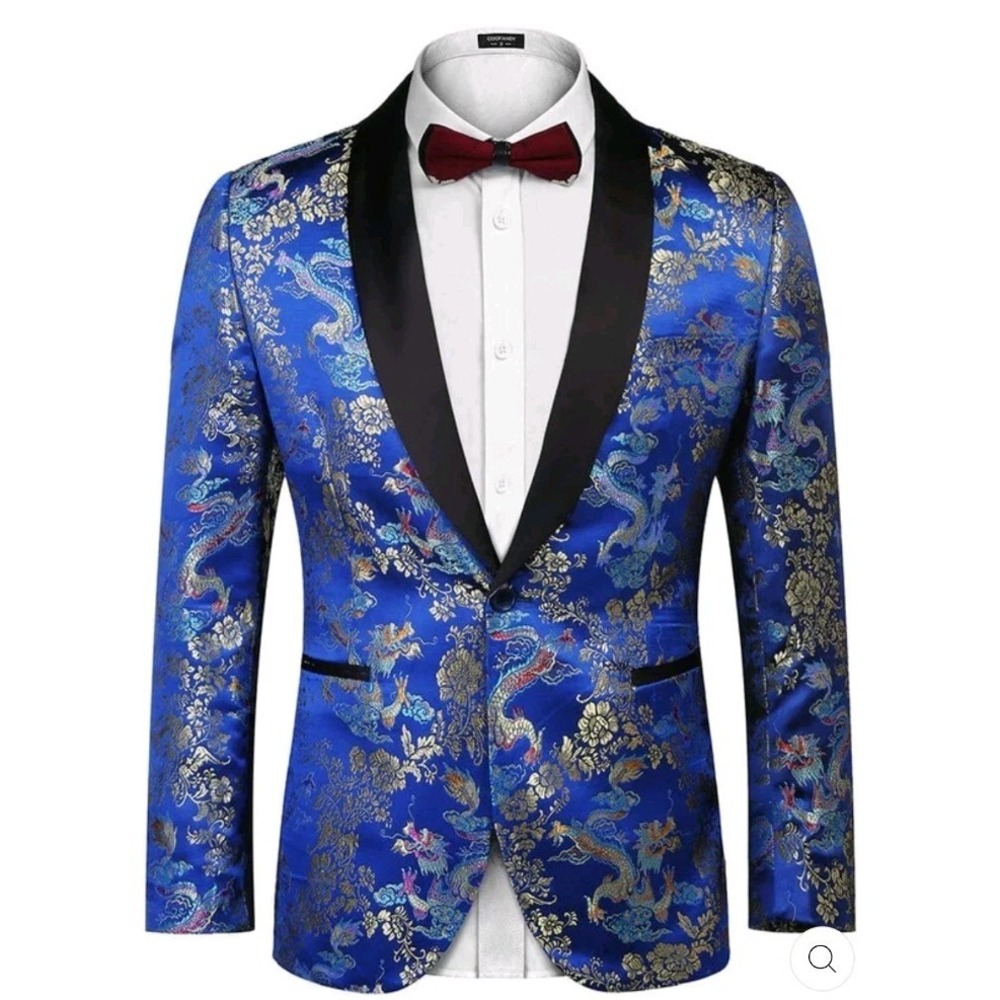 MEN'S COOFANDY ASIAN INSPIRED PRINT DRAGON BLAZER Small Men